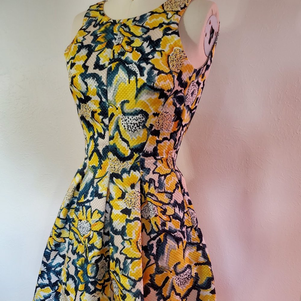 H&M Blue and Yellow Floral Mini Dress